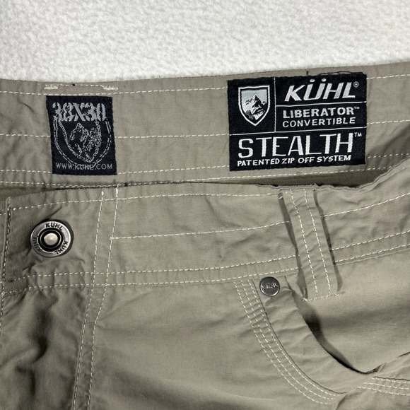 KUHL Liberator Convertible Pants Mens 38 x 30 Beige Zip Off Stealth Hiking Cargo - Picture 3 of 8